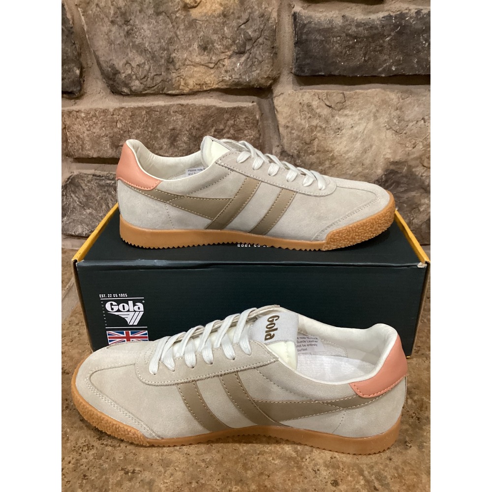 Gola Elan Trainer Bone Light Caramel Terracotta Suede Sneakers Size Womens 8 New - Picture 2 of 8